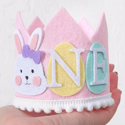 Some Bunny 1st Birthday Crown - Easter Rabbit Hat and Spring Decoration for Girls