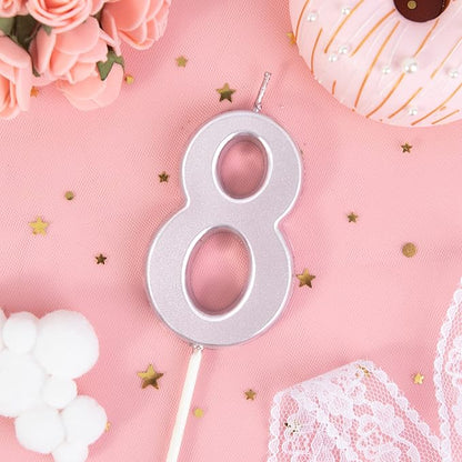PHD CAKE 2.76 Inch Modern Rose Gold 8 Number Birthday Candles, Rose Gold Number Candles, Cake Number Candles, Party Celebration