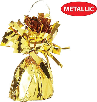 Beistle 50804 GD Metallic Wrapped Balloon Weights, Gold, 6 Ounces, 12-Piece