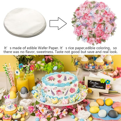 Morofme 100pcs Edible Flower Cupcake Toppers Edible Pink Flowers Cake Topper Butterfly Cupcake Toppers Wafar Paper Leaves Purple Flower Cake Decorations for Wedding Baby Shower Birthday Party Supplies