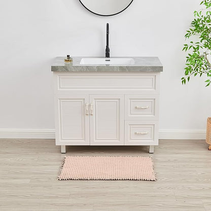 Douceur Waffle Bath mat for Bathroom Floor Non Slip, Super Soft Acrylic Blend Bath Rugs with Tassels, Quick Dry Bathroom Rugs Machine Washable, 16" x 24", Brown