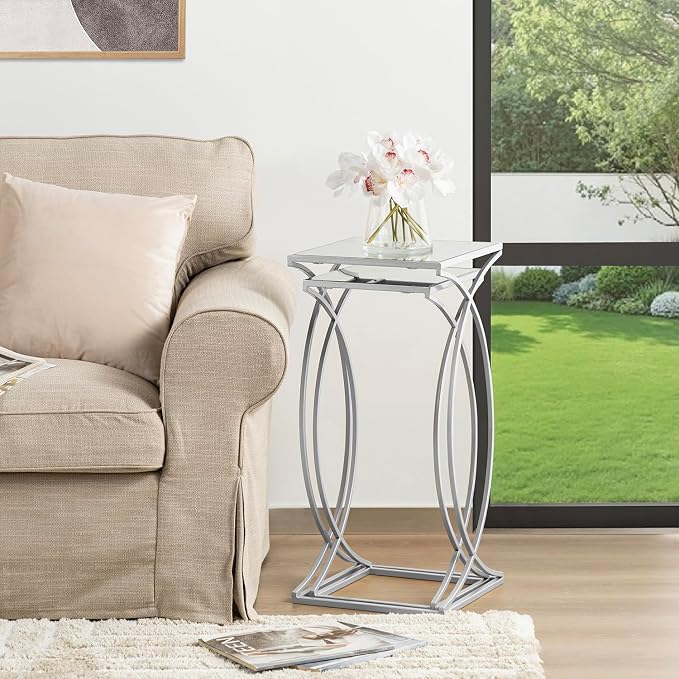 Glitzhome Nesting Side Tables, Coffee Tables Decorative Accent Tables
