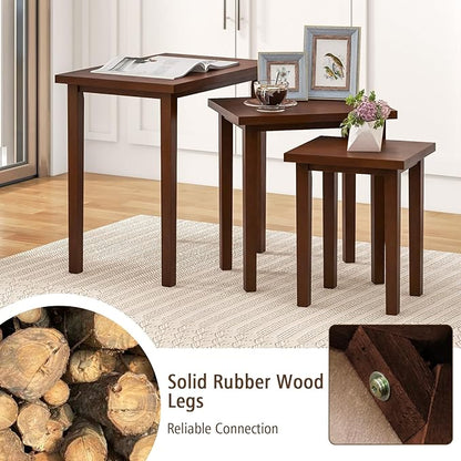 Giantex Nesting Tables Set of 3, Farmhouse Stacking Side Table