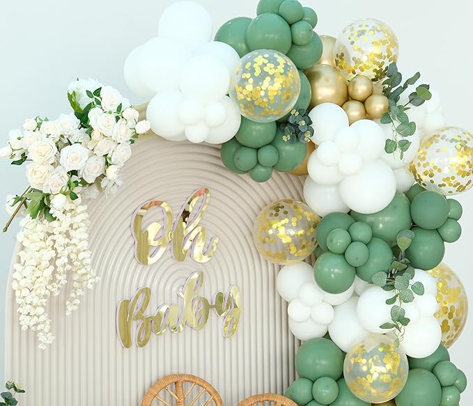 Sage Green Balloon Garland Kit Arch Oh Baby Shower Olive Matte Different Sizes Decor Happy Birthday Party Wedding Jungle Decorations