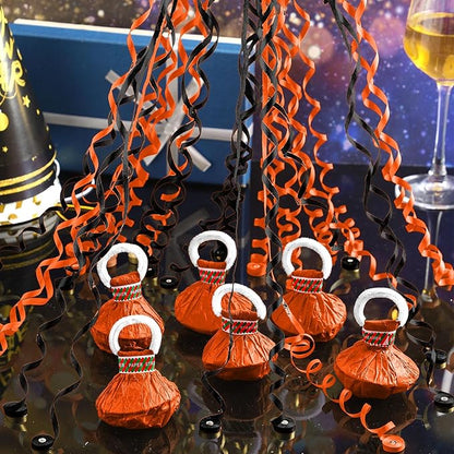 WinnerWhy 30 Pcs No Mess Confetti Poppers Hand Throw Streamers Party Poppers for Graduation 2026 Birthday Celebrations Wedding Engagement Bachelorette Party Supplies(Black and Orange)