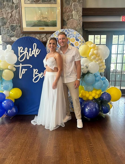 Blue and Yellow Balloon Garland Arch Kit - Royal Blue Yellow Balloons Pastel White Latex Balloon Bright Party Balloon for Birthday Baby Shower Anniversary Wedding Party Decorations