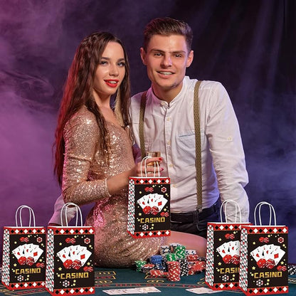 gisgfim 16 Pcs Casino Party Favor Bags Las Vegas Birthday Party Candy Treat Paper Bags Party Gifts Casino Night Poker Events Party Supplies Decorations