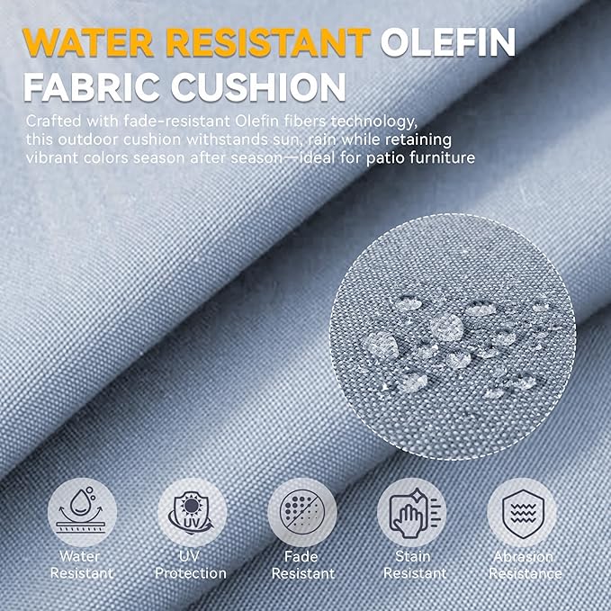 Outdoor Cushion Set for Furniture Patio Furniture, UV Resistant, Water Resistant - 6 Inch Thick Foam Garden Cushions– 24x24 Inch Patio Seat Covers for Chair/Sofa/Couch | Baby Blue | 11-Pack |