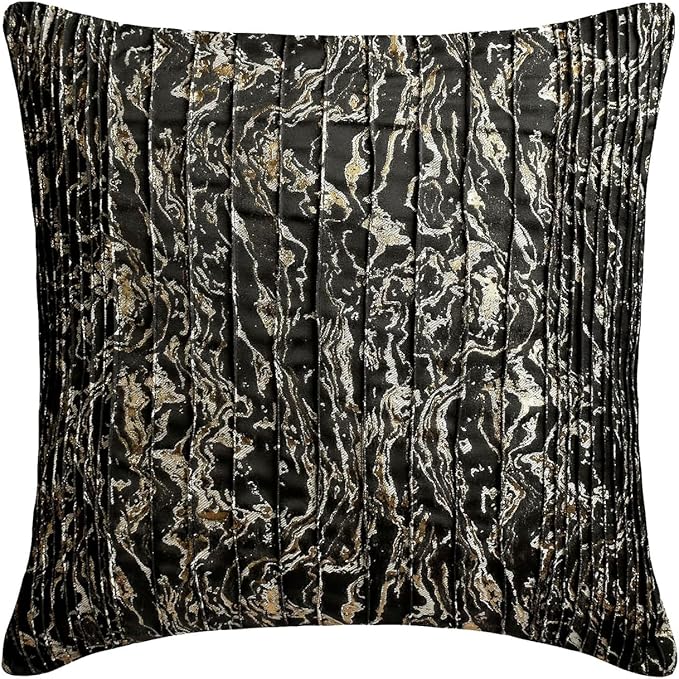 The HomeCentric King/Queen/Twin Black Decorative Bed Runner Twin 53"x18" Bed Runner with One Pillow Cover, Marble Pattern, Pintucks, Quilted Bed Scarf on Jacquard Fabric - Stellaris