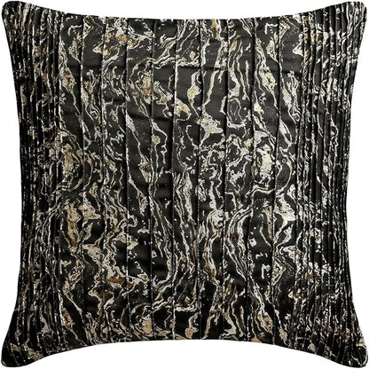 The HomeCentric King/Queen/Twin Black Decorative Bed Runner Twin 53"x18" Bed Runner with One Pillow Cover, Marble Pattern, Pintucks, Quilted Bed Scarf on Jacquard Fabric - Stellaris