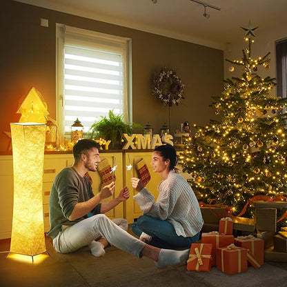 chiphy Floor Lamp, Dimmable 39" (XS) Tall Standing Lamp, 3 Levels Adjustable Brightness 12Wx2 LED Bulbs, Column Floor Light w/White Fabric Shade, Home Decor for Living Room, Bedroom, Kids Room