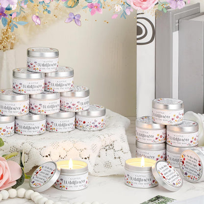 MTLEE 24 Pcs Wildflowers Baby Shower Party Favors Candles Lavender Scented Baby Shower Favors for Guests Rustic Tealights Candles Gender Reveal Return Gifts Girl Boy(1.2 Oz, Colorful)