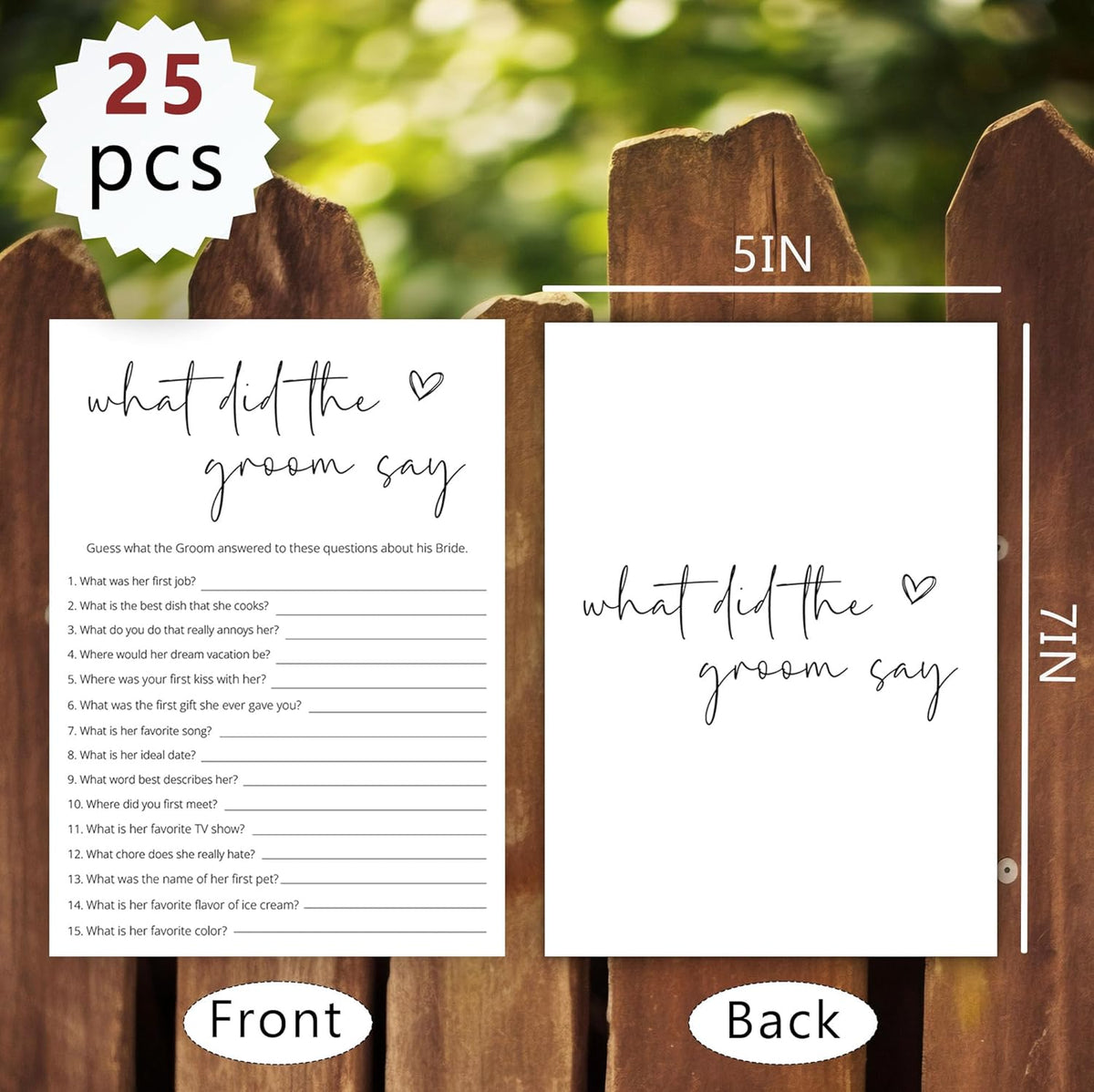 Bridal Shower Games, What Did The Groom Say, 25Pcs Minimalist White Double-Sided Bridal Game Cards, Wedding Shower Games for Guests, Engagement Bachelorette Party Supplies - A14