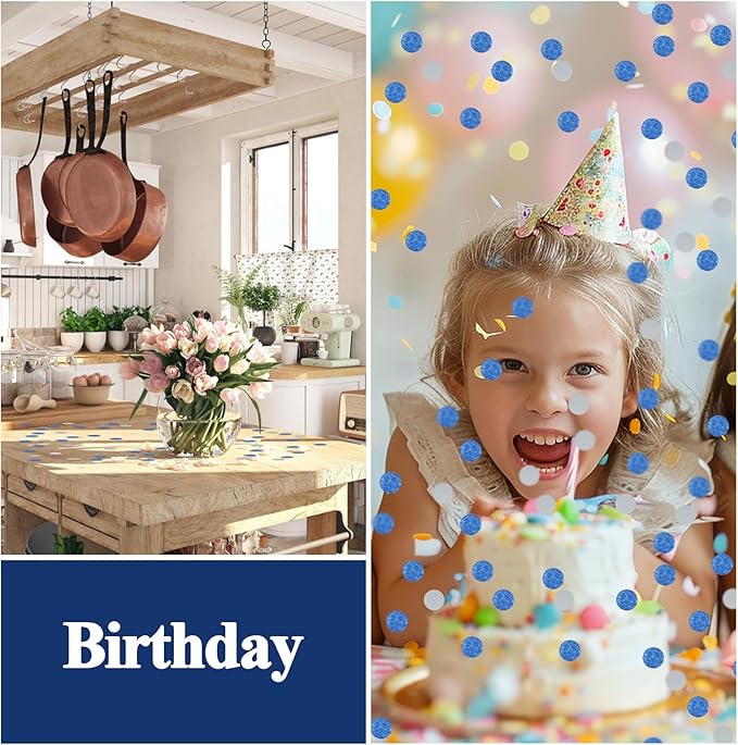 6000 PCS Round Tissue Confetti, 0.39inch Circles Table Paper Dots Confetti Decor 1.76oz for Wedding Balloons Birthday Valentine's Day Parties(Blue)