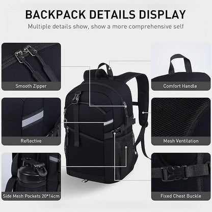 Small Hiking Backpack,20L Lightweight Travel Daypack,Ideal for Hiking,Traveling and Outdoor Adventure,Black