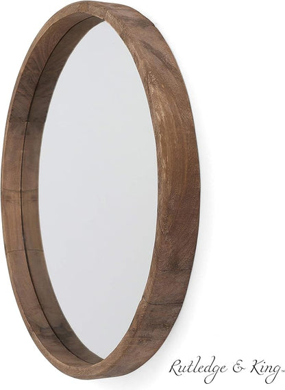 Rutledge & King Wall Mirror - Rustic Round Mirror - Decorative Circle Mirrors for Bathrooms, Living Rooms, and Bedrooms (2 Pack, Midwood - Large)