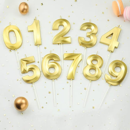 2.76 Inch Diamond Gold 2 Number Birthday Candles, Gold Number Candles, Cake Number Candles, Party Celebration