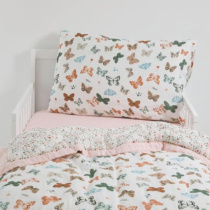 Little Unicorn Toddler Bedding 3-Piece Set | Super Soft & Breathable Muslin Fabric | for Convertible Cribs & Toddler Beds (Butterflies)