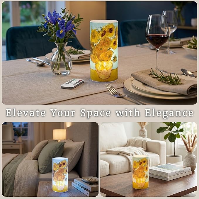 Lavish Home Sunflower 6-inch LED Candles, Set of 2 with Remote