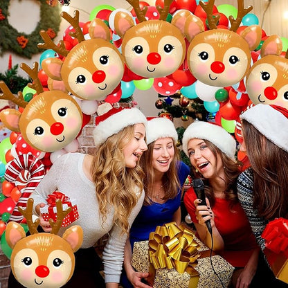 Deer Balloon 6 Pcs Christmas Balloons Set Reindeer Foil Balloons for Deer Themed Hunting Party Decoration Supplies Christmas Birthday Decoration