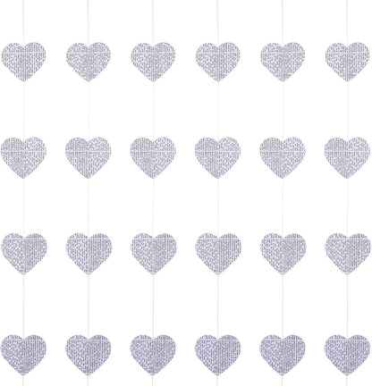 4 Pack Heart Shaped Book Pages & Newspaper Bunting Strand String Banner Wedding and Christmas Garland Decorator (White Heart)