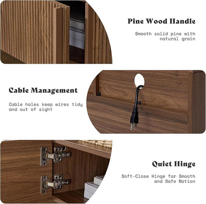 AMERLIFE 70" Fluted Wood TV Stand