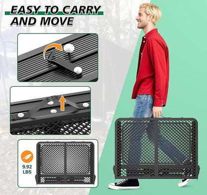 Folding Camping Table with 2 Extra Desktop, Height Adjustable Portable Grill Table, Metal Outdoor Grill Table for Outside, Camping Cooking Tables for Picnic, BBQ, 53.14 x 26.6 x 23.6 inches Large Size
