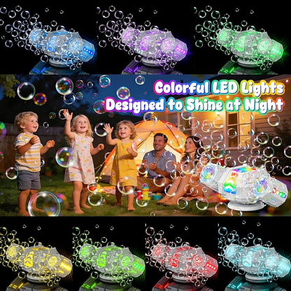 2026 RC Bubble Machine, Rechargeable Bubble Maker with 360°Automatic Rotation & 9 LED Light, 30000+ Bubbles Blower Machine Toys Gifts for Kids, Birthday Parties, Wedding, Indoor, Outdoor Activities