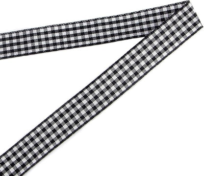 Ribbli Black and White Gingham Ribbon,100% Polyester Woven Edge,5/8 Inch x 10 Yard,Plaid Ribbon,Buffalo Checked Ribbon (Black 1)