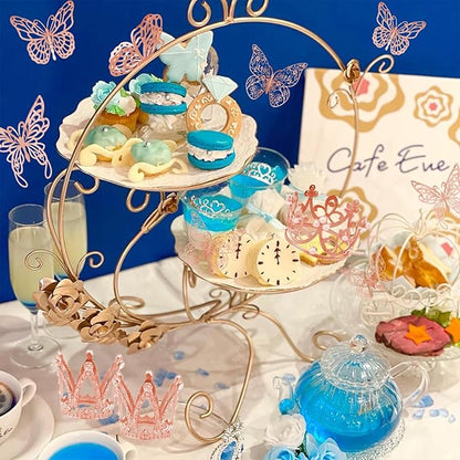 42PCS Crown Cake Topper Mini Tiara with 3D Butterfly Decoration Vintage Pearl Rhinestone Crown Cake Topper Cupcake Topper Cake Decoration for Birthday Wedding Anniversity Party Baby Shower (Rose Gold)