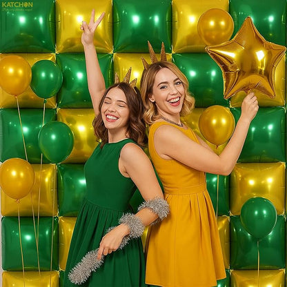 KatchOn, Red Green Gold and Silver Square Foil Balloons - 19 Inch, Pack of 25 | Graduation Balloons Wall for Graduation Decorations 2026, Casino Theme Party Decorations,