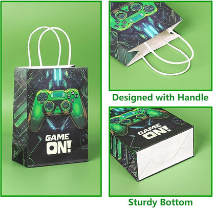 Lesnala 16Pcs Video game party favor bags with handle 2 styles Video game candy treat goodie bags for Kids Gamer Themed Birthday Party Decorations Supplies