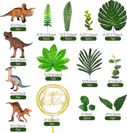 Dinosaur Cake Toppers Dinosaur Figures Model Grass Cake Decorations for Dinosaur Theme Jungle Birthday Supplies (Style 1)
