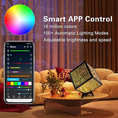 Stunning Infinity Mirror Cube Light with RGB Color-Changing Effects, Perfect 3D Art Decor for Gaming Rooms & Computer Desks, and A Unique Gift for Birthdays or Christmas (7 Inches)