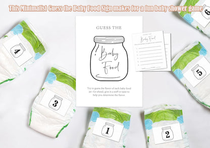 Guess the Baby Food Game Baby Shower Sign, Wooden Sign with Stand, 8X11 inches, 25 Cards & 6 Stickers, Multicolor, Classic Style