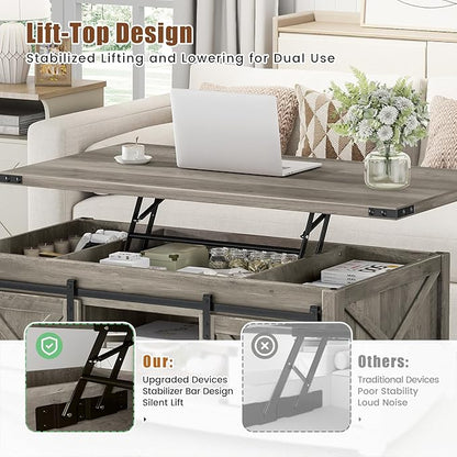 ALLSTAND 48" Farmhouse Lift Top Coffee Table
