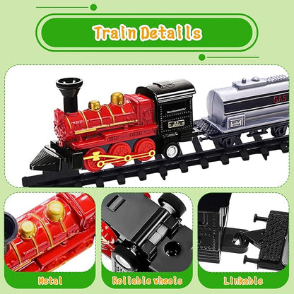 MEMOVAN Train Cake Toppers 13pcs Train Cake Decorations Mini Trains Toy Traffic Track Railway Lights Cake Topper Decorations for Boy's Kids Steam Trains Theme Birthday Party Supplies