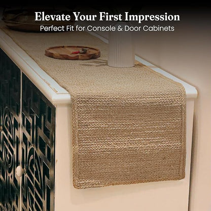 Jute Table Runner 72 Inches – Reversible Woven Burlap Jute Table Runner – Heat Resistant - Handmade Rustic Natural Look Rug for Farmhouse, Boho Dining Table Accessory (14x72)