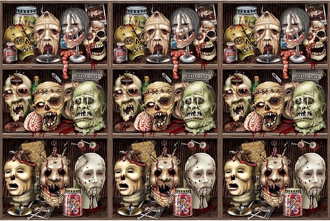 Beistle Creepy Heads Halloween Backdrop-1 Pc, 4' x 30', Multicolored