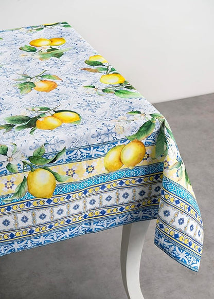 Maison d' Hermine Table Cloth Rectangle Table 100% Cotton 70 x 90 Inches Tablecloth Reusable Decorative for Dining Room Farmhouse Home Valentines Day Decorations Spring Summer - Citrus