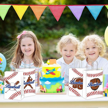 gisgfim 16 Pieces Baseball Party Favor Snack Bags Baseball Theme Birthday Goodie Treat Paper Bags Sports Party Supplies Decorations for Baby Shower Birthday Gifts