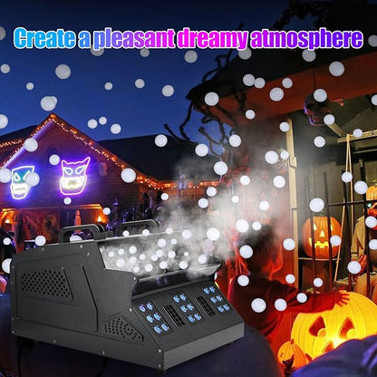 1500W Fog Bubble Machine 18 RGB Lights Smoke Machine with 2 Bubble Fans DMX Control for Party Wedding Indoor DJ Halloween Chirstmas Outdoor