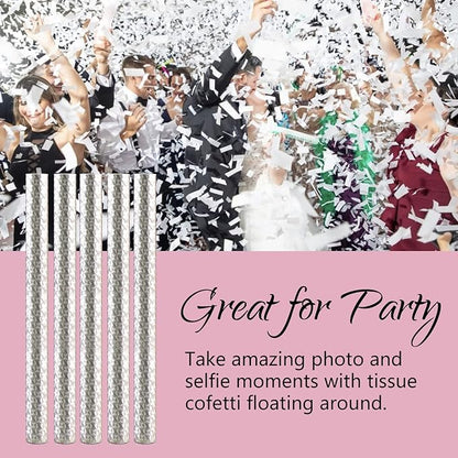 BATTIFE 40Pack White Confetti Wands, 14 Inch Tissue Paper Confetti, Flick Flutter Sticks for Wedding, Celebrations, Anniversary, Birthday, Graduation Party