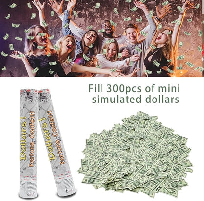 Confetti Cannon Creative Small Size Dollar Bill Confetti Poppers Suitable for Business Signing, Opening Activities, Promotion and Salary Increase Celebration, Holiday or Birthday Party (Pack of 4)