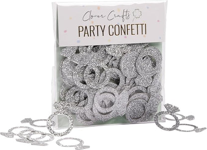 50 x Engagement Ring table confetti/scatter, bachelorette party decorations (Silver)