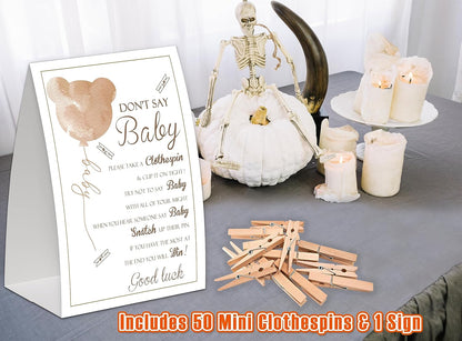 Bear Baby Shower Decorations - Gender Neutral & Fall Themed, Includes Don't Say Baby Game & Small Clothespin Game for 50 Guests