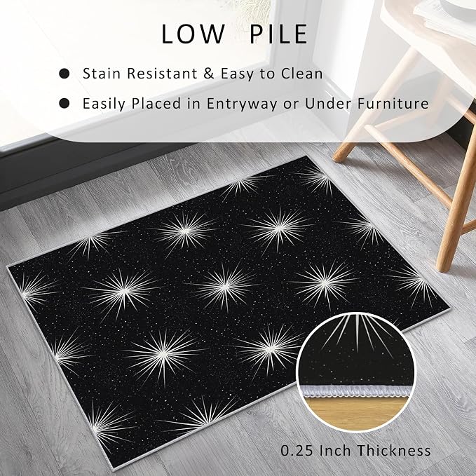 Starburst Rug 5x8 Mid Century Modern Retro Pattern Area Rugs for Living Room, Bedroom, Starburst Home Decor Accessories Indoor Carpet, Non Slip & Machine Washable