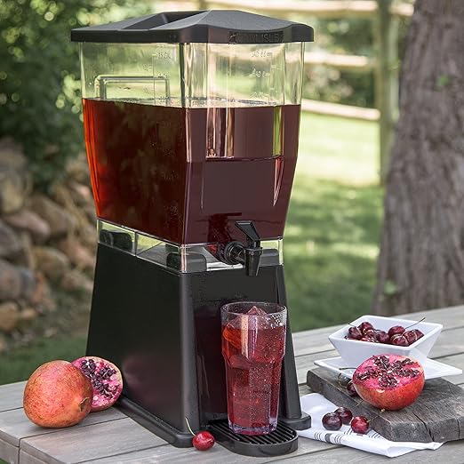 Carlisle FoodService Products Trimline Rectangular Beverage Dispenser Drink Dispenser with Spigot for Catering, Buffets, Restaurants, Polycarbonate (Pc), 3.5 Gallons, Black