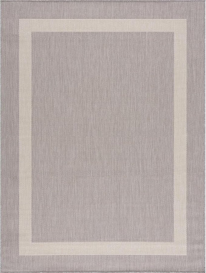CAMILSON Outdoor Rug 6x9,Modern Outside Rugs for Patios Porches Waterproof Durable Washable Non-Shedding, Easy-to-Clean Indoor Outdoor Area Carpet (6 x 9, Bordered - Gray/White)