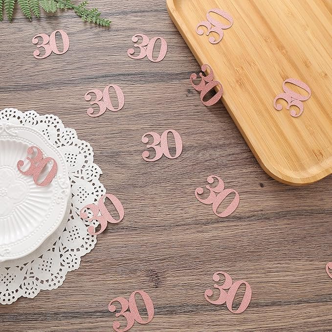 30th Happy Birthday Confetti Decorations - Number 30 Rose Gold Table Confetti for 30th Birthday, 30th Anniversary Wedding Party Supplies